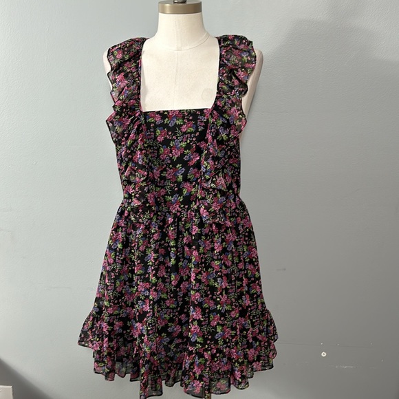 Zara Chiffon Floral Ruffle Strap Layered Skirt size XS - Picture 3 of 11